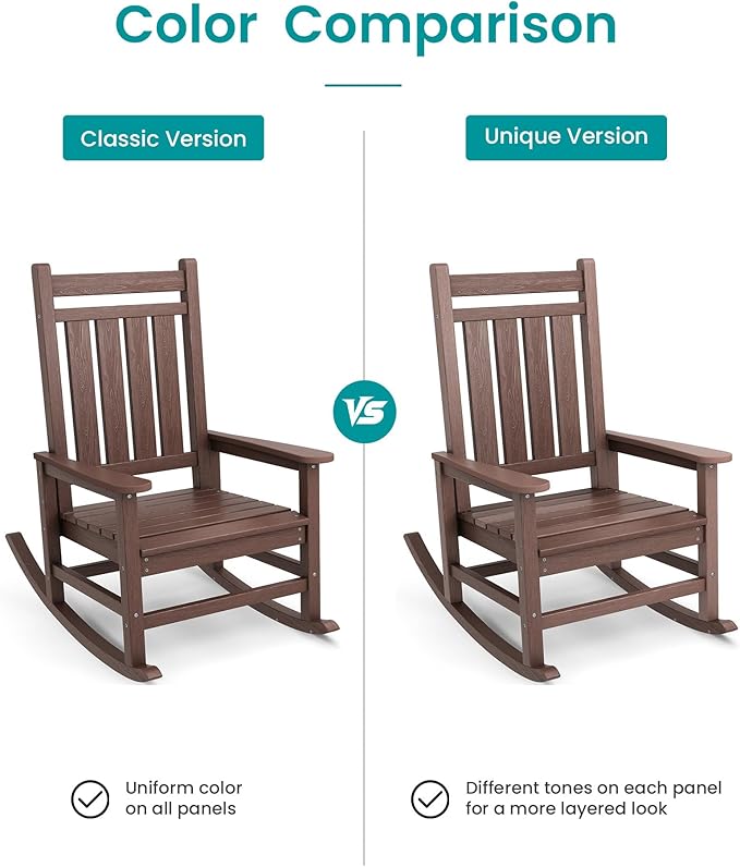 SERWALL Outdoor Rocking Chair, HDPE Rocking Chair