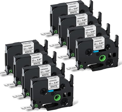 Labelife 8-Pack TZe-231 TZe231 Label Maker Tape Replacement for Brother P Touch Label Tape TZe TZ Tape 12mm 0.47 Laminated White, Compatible with Brother PT-D210 PT-D220 PT-H110 PT-D400 PT-D600