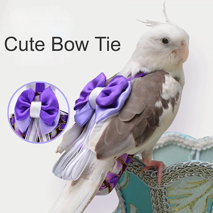 Bird Flight Suits Diapers, Parrot Flight Suits Diapers for Monk Parakeets, Cockatiels Flight Suits, Parrot Clothes, Bird Training Nappy Suit Liners Clothes (M, Purple-A)