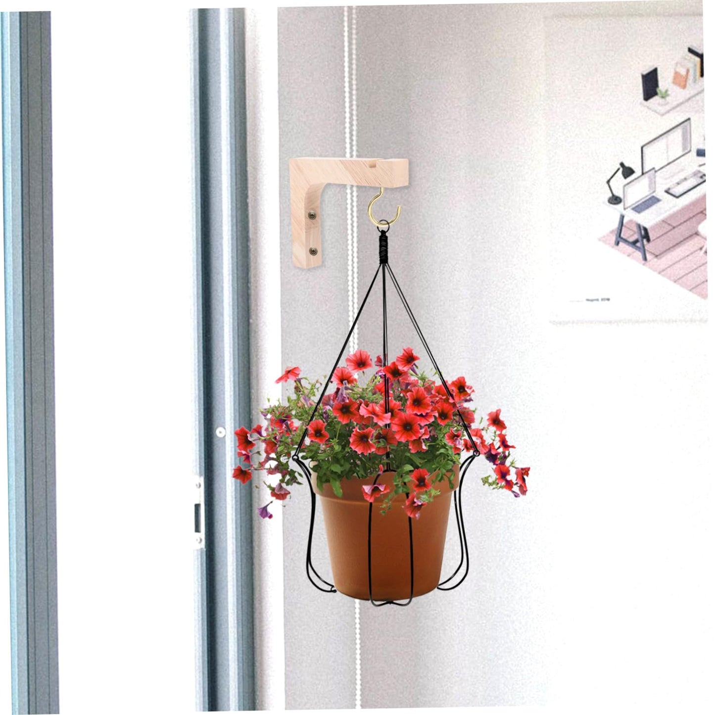 VICASKY Wooden Plant Hanger Hooks 2pcs Heavy-Duty Wall Mount Brackets for Hanging Indoor and Outdoor Flowerpots, Natural Wood Hanging Plant Stand for Garden and Home