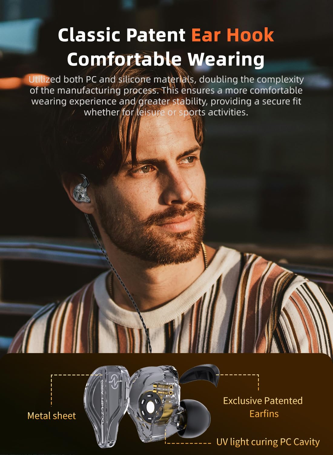 CCZ DC01 pro in Ear Monitor Headphones Ultrastrong Bass Edition Gaming Earbuds with Professional V-Shape Tuning 4N OFC Cable for Musicians/Singers/Audiophiles (with Mic, Cyan)