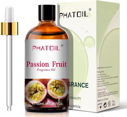 PHATOIL 3.38FL.OZ Passion Fruit Fragrance Oils for Aromatherapy, Essential Oils for Diffusers for Home, Perfect for Diffuser, Yoga, Skin Care, DIY Candle and Soap Making - 100ml