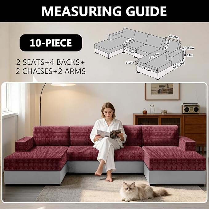 UNBBRRL 10 Pieces Stretch Sofa Cushion Covers