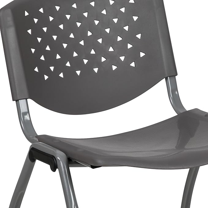 Flash Furniture HERCULES Series 880 lb. Capacity Gray Plastic Stack Chair