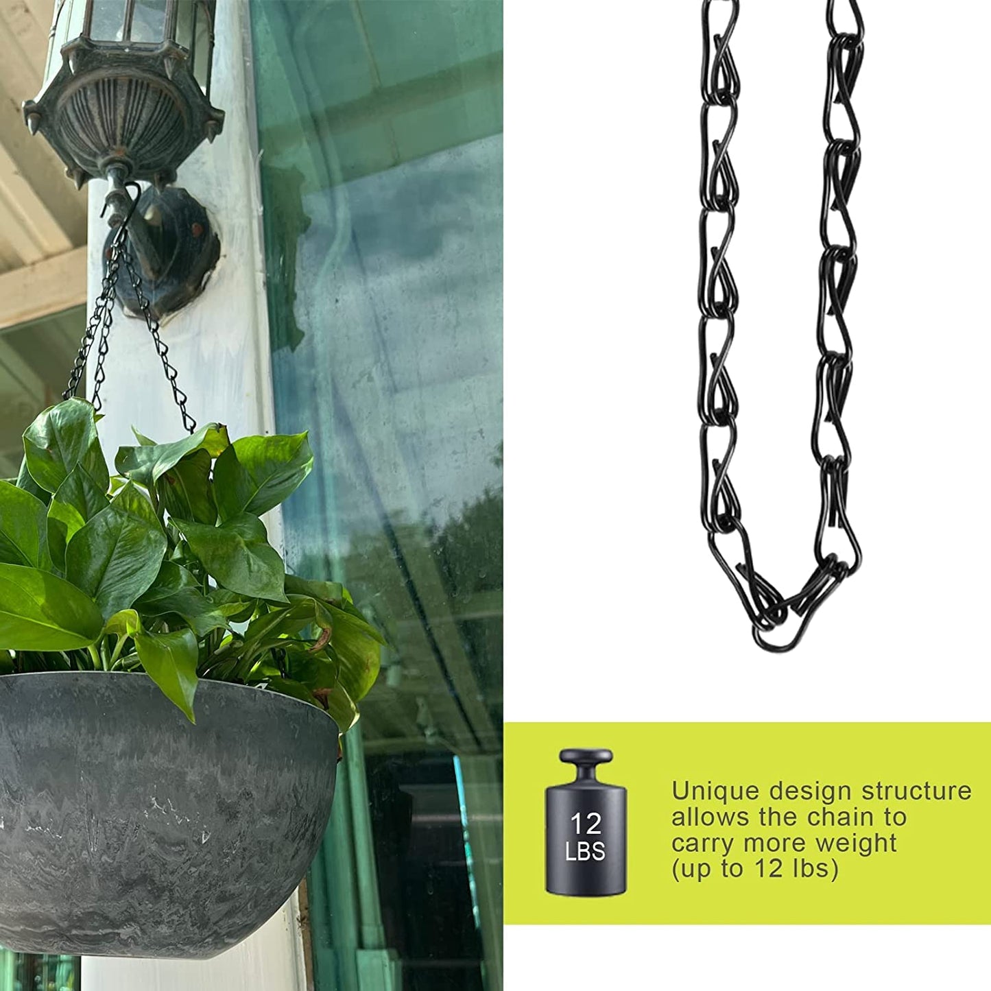 Tim Tim Agro Hanging Chains for Planters Bird Feeders, 5 Pack 35 Inches Black Hanging Baskets Chain Sets for Outdoor/Indoor Lanterns Billboards Chalkboards Wind Chimes and Decorative