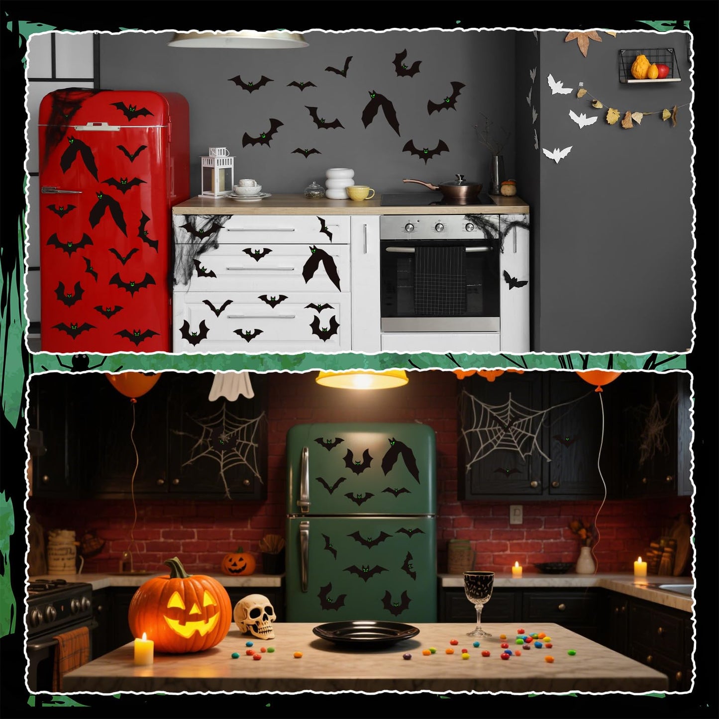 Kanayu 32 Pcs Halloween Garage Door Decorations Magnets Glow in the Dark Black Bats Spider Garage Door Magnets Luminous Magnetic Stickers Halloween Decorations for Home Car Refrigerator(Large Bat)