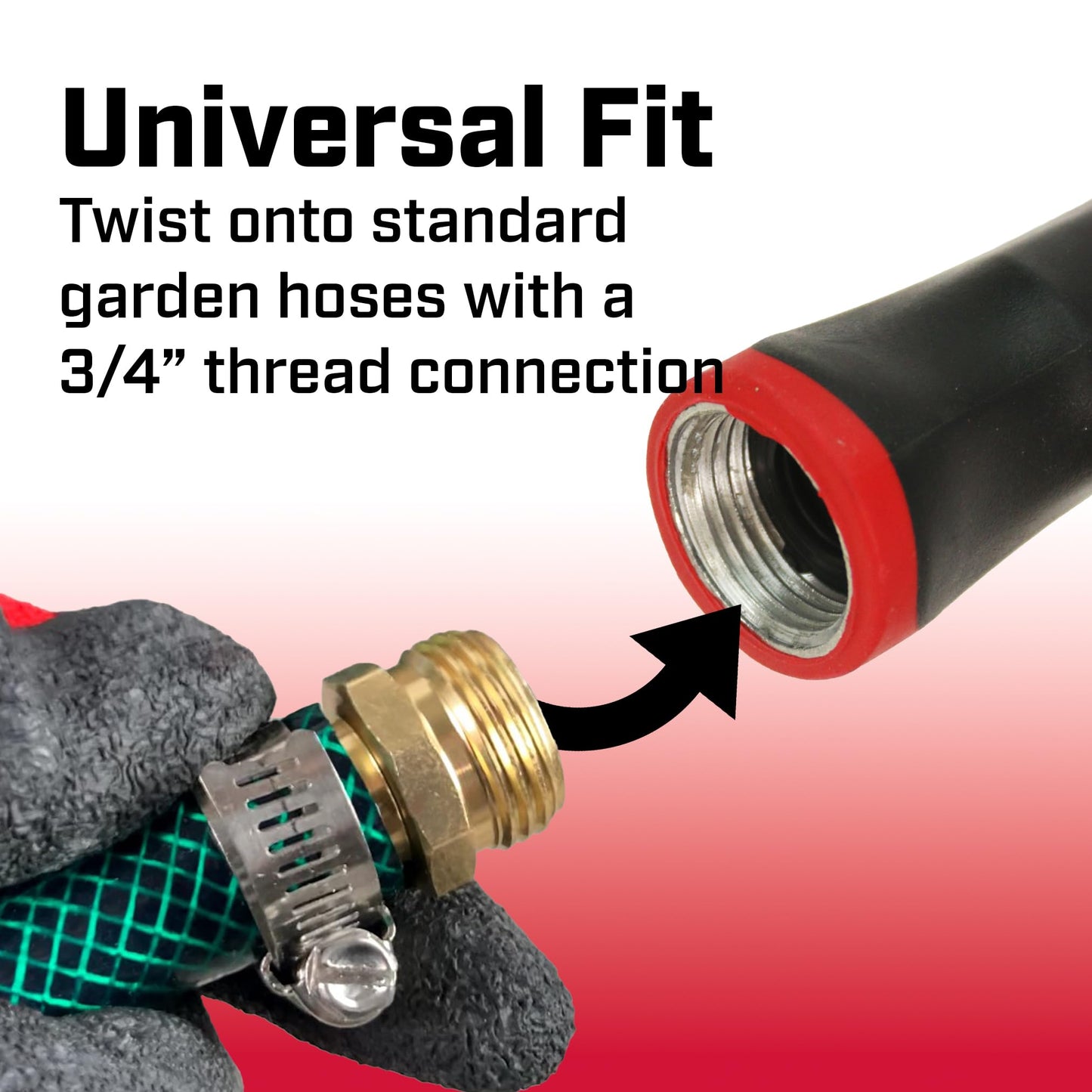 Chapin 4699: Firefighter Water Cannon Hose Nozzle, Fireman Spray Nozzle with Ergonomic Grip and Threaded Hose Connection, Adjustable Twist Nozzle, Lever On/Off Control, Red/Black