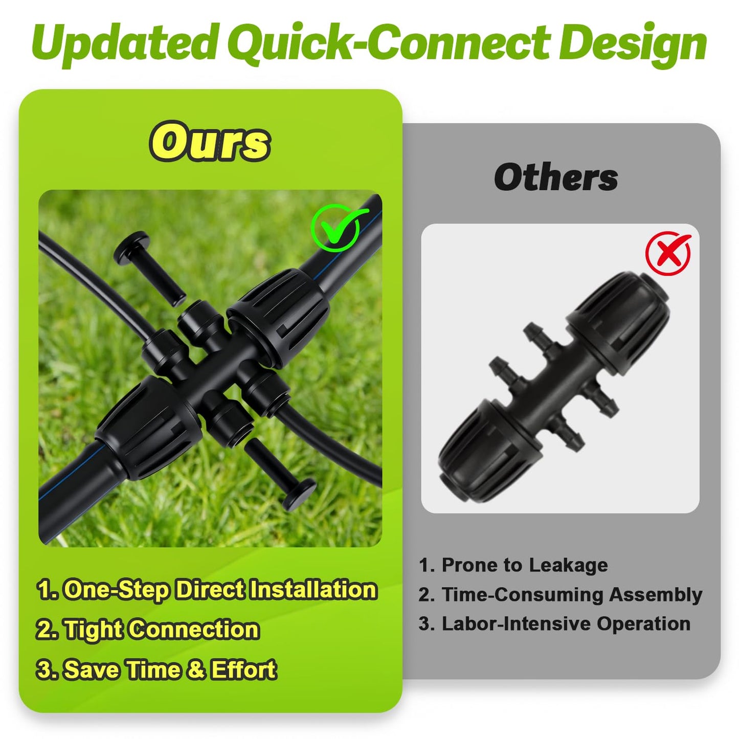 Copadri 6 Pcs Barbed Tee 1/2 Inch To 1/4 Inch Irrigation Tubing Fittings, 1/2 Inch(1/2" ID x 0.65" OD) To 1/4 Inch Quick Connect Irrigation Adapter 16mm Hose Locked T Reducer To 1/4" Water Line