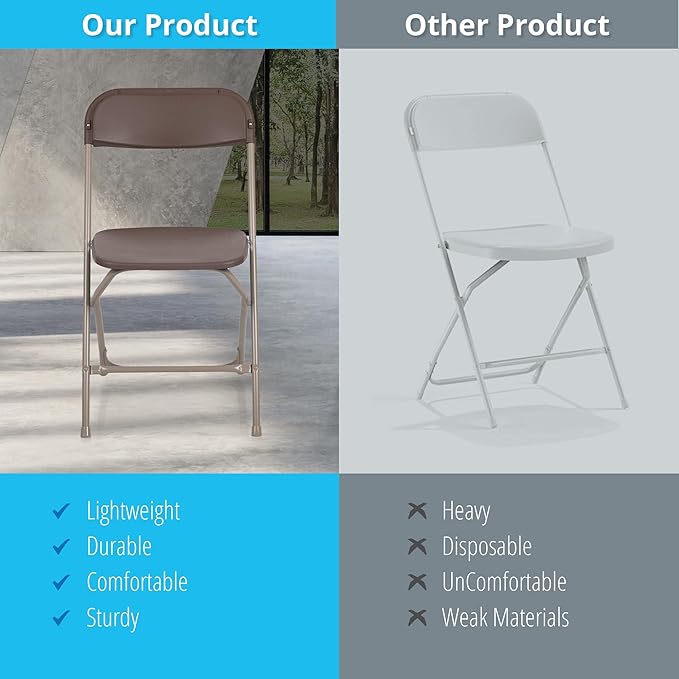 Flash Furniture Hercules Series Plastic Folding Chair Brown