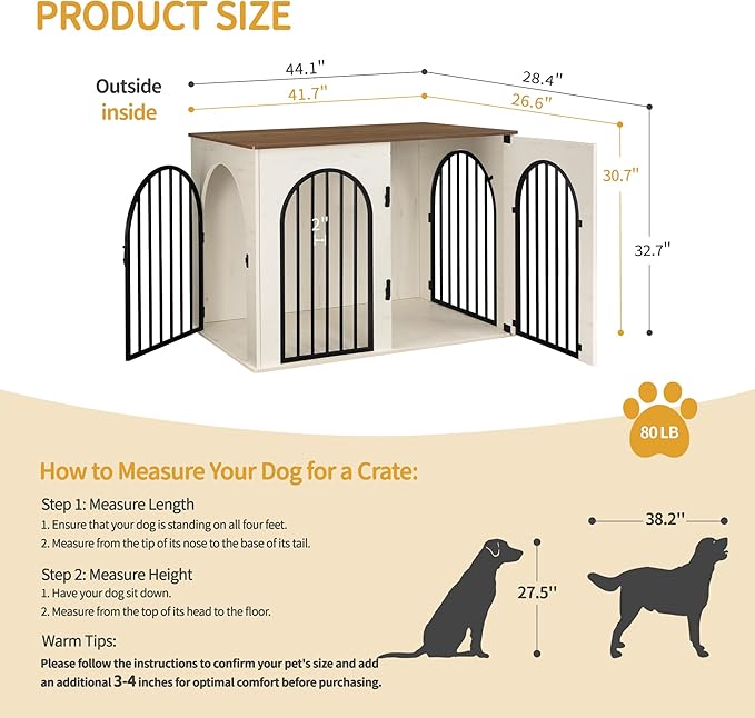 Hzuaneri 44.1" Wooden Dog Crate Furniture, Indoor Dog Kennel Dogs Cage