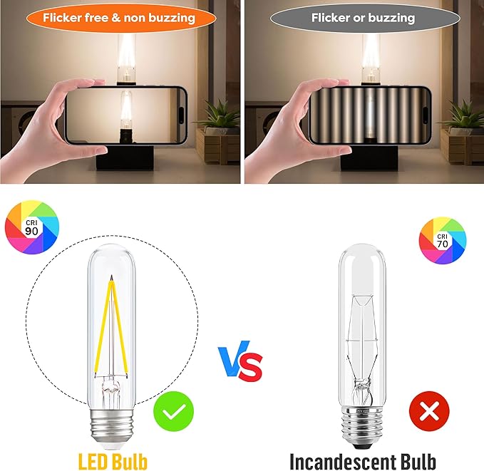Dimmable E26 T30 T10 LED Bulb Long Tube Light Bulb 4W, Type T Tubular Light