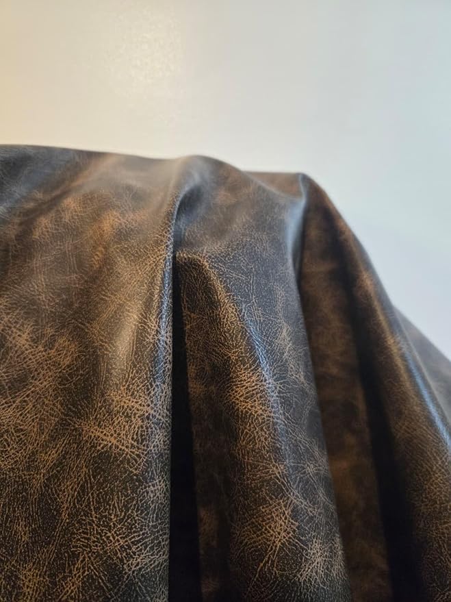 Brown Vintage Distressed Antiqued Faux Leather Fabric PU Peta Approved Vegan