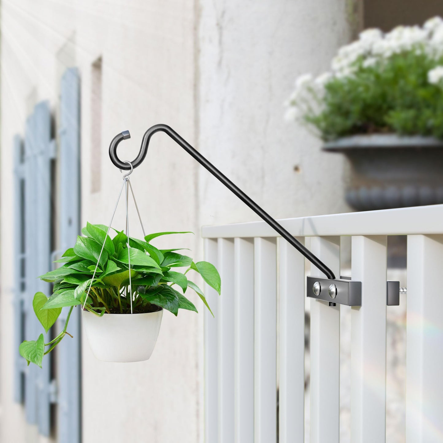 Josmimic 12-Inch Deck Bird Feeder Hanger for Railing, Outdoor Decor Plant Hanger, Balcony Railing Hook - 22LB Capacity - for Hanging Plants, Bird Feeders, Lanterns, Wind Chimes