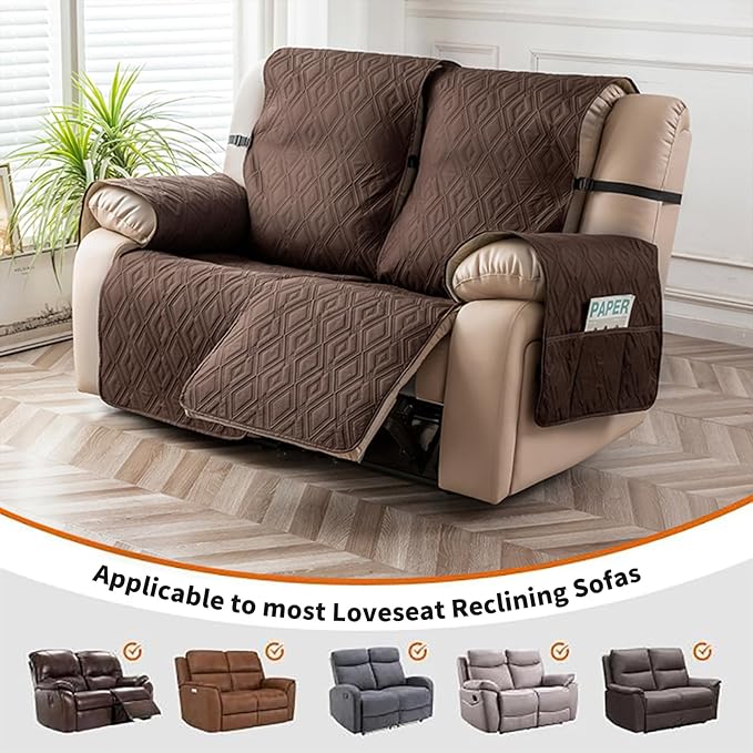 Genina Waterproof Loveseat Recliner Cover Non-Slip, Sofa Cover