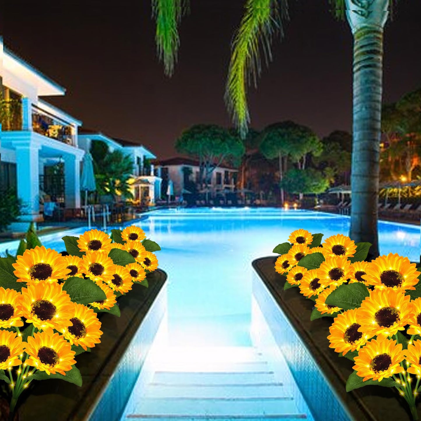 VOOKRY Solar Lights Outdoor, 4 Pack with 24 Sunflower Lights, Waterproof Solar Flowers Garden Decor, Birthday Gifts for Mom Women Grandma, Sunflowers Yard Decoration for Lawn Backyard Patio Flowerbed