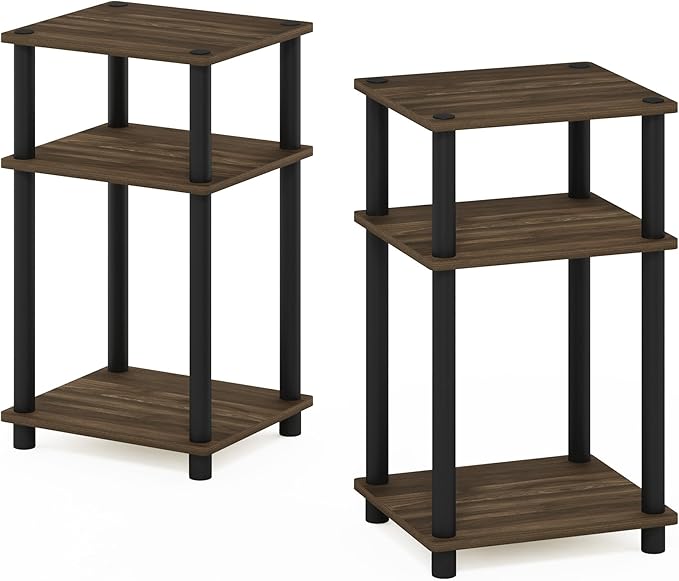 Furinno JUST Night Stand Set of 2, 3-Tier Turn-N-Tube Nightstand, Toolless