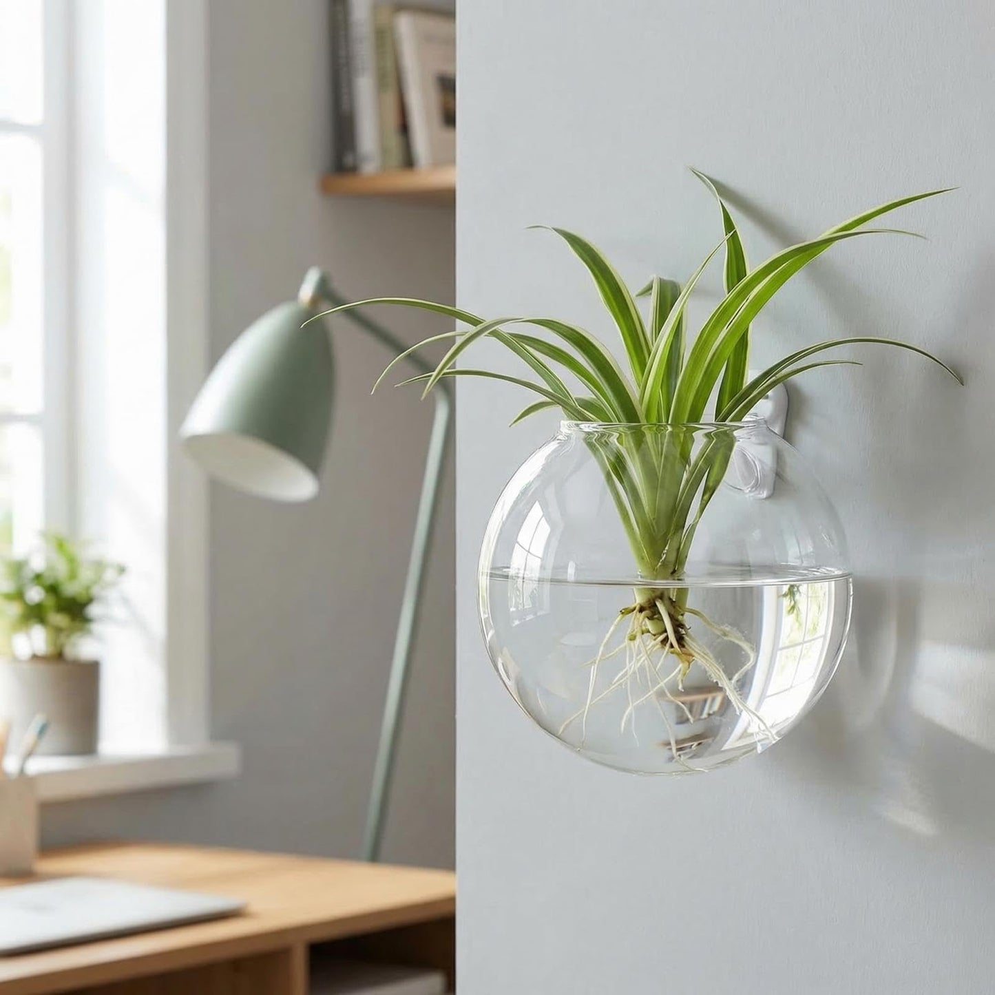 Yarlung 6 Pack Wall Hanging Planters Terrarium, 4.7 Inch Glass Oblate Globe Plants Containers, Wall Mount Clear Flower Vase for Propagating Hydroponics Plants, Air Plants (Plants Not Included)