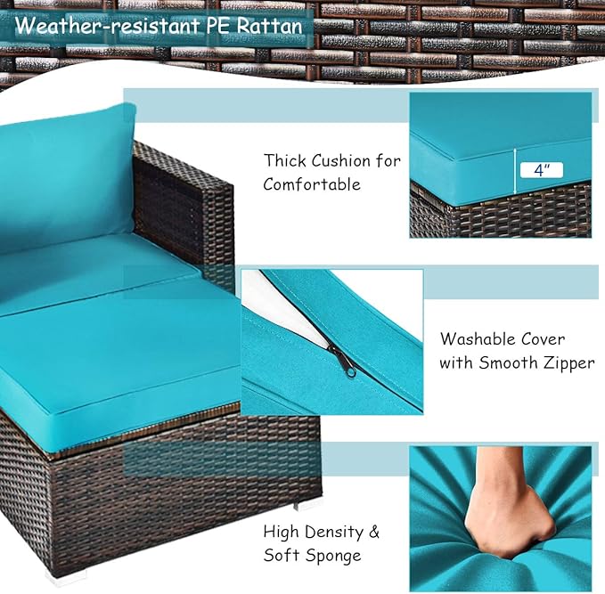 Tangkula 6 Pieces Wicker Patio Furniture Set, PE Rattan Outdoor Sectional