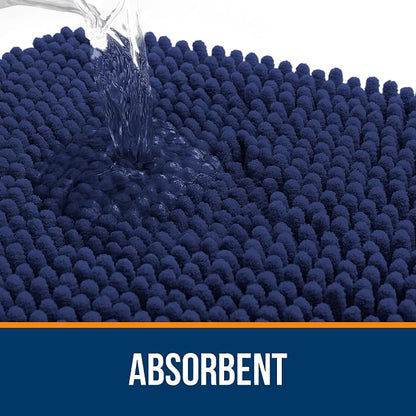 OLANLY Large Bathroom Rugs 59x35, Soft Absorbent Chenille Bath Rugs, Rubber Backing Quick Dry, Machine Washable Bath Mats for Bathroom Floor, Tub and Shower, Home Decor Accessories, Twilight Sapphire