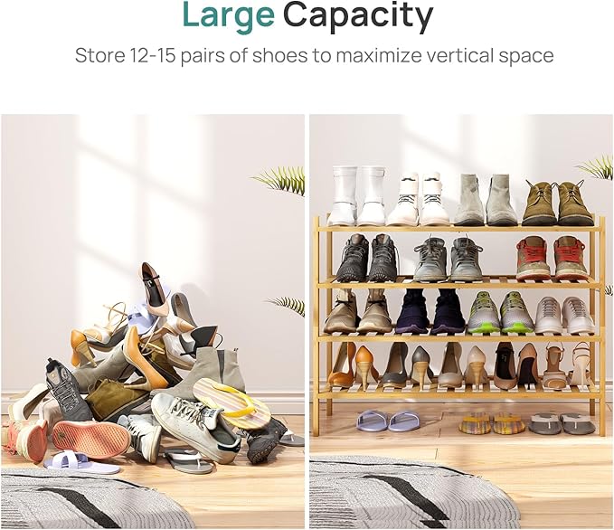 viewcare Shoe Rack, 4-Tier Long Shoe Rack