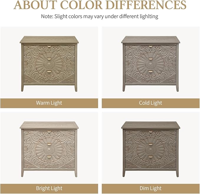 31.5" Carved 3-Drawer Cabinet
