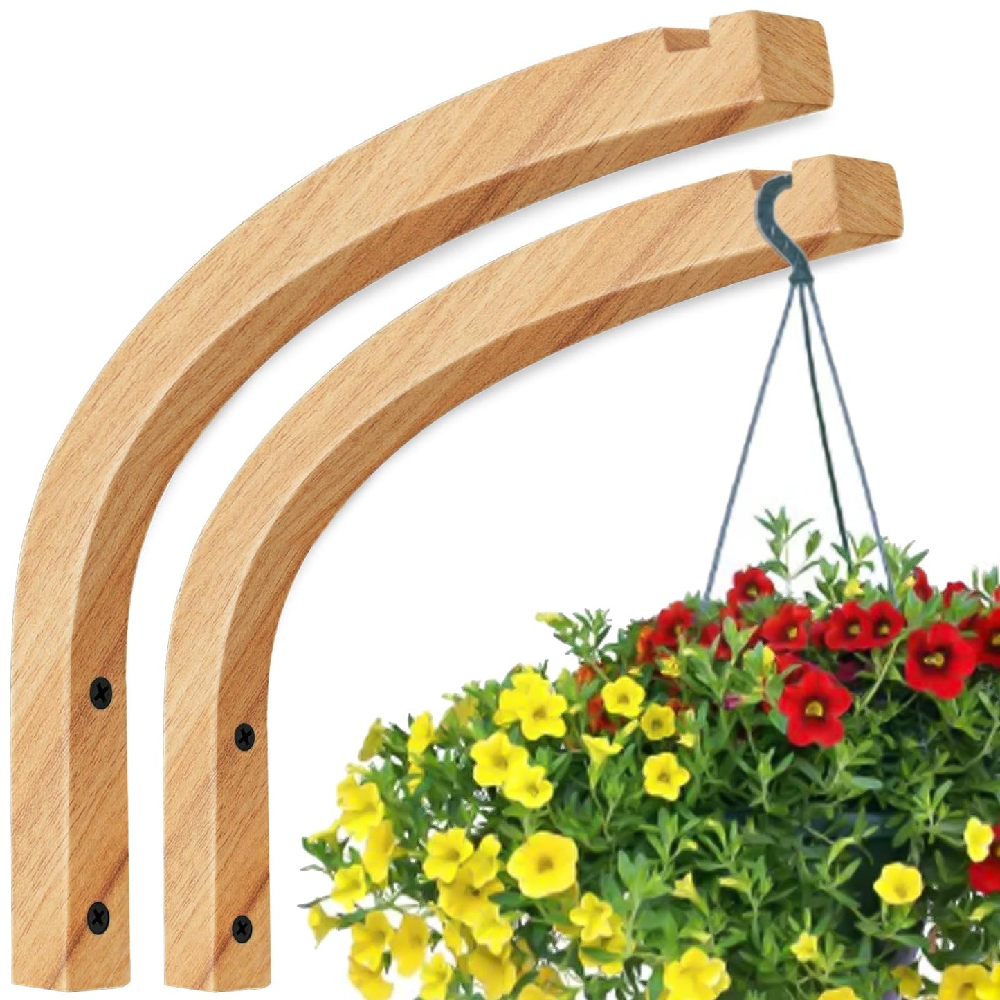 HCDHAKN Wooden Plant Hanger, Plant Hooks for Hanging Baskets 2 Pcs, Wooden Hanging Baskets, 8.7 Inches, Perfect for Flower Pots, Lanterns, Wind Chimes, Lamp Decorations, and Garden Ornaments