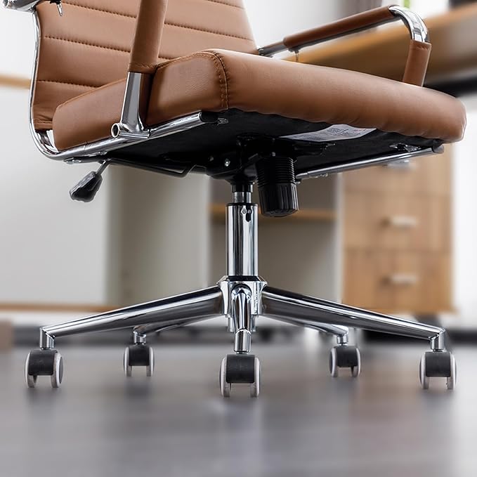 Home Office Chair Ribbed, Modern Leather Conference Waiting Room Chairs