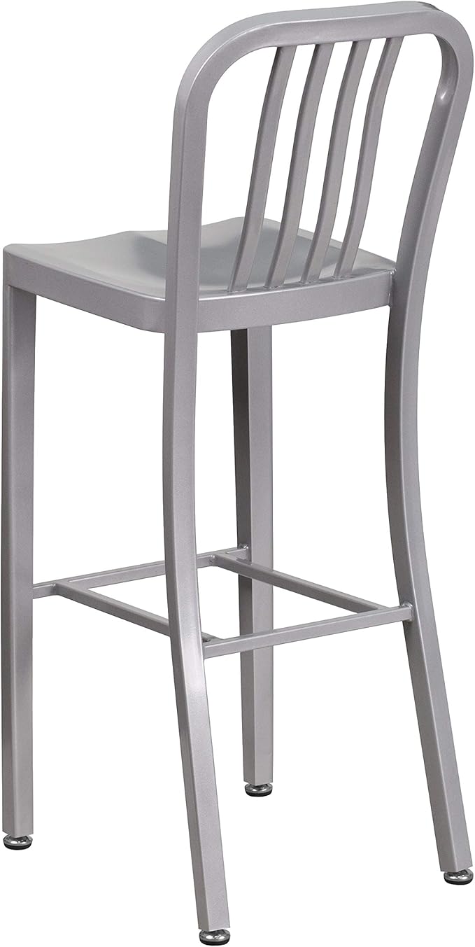 Flash Furniture Commercial Grade 30" High Silver Metal Indoor-Outdoor Barstool