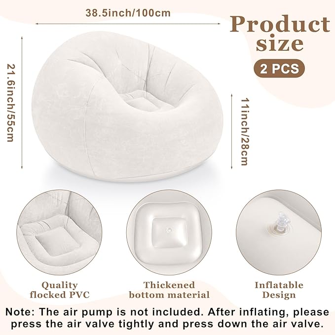 Realspring Inflatable Bean Bag Chairs Outdoor Blow up Camping Chairs Inflatable