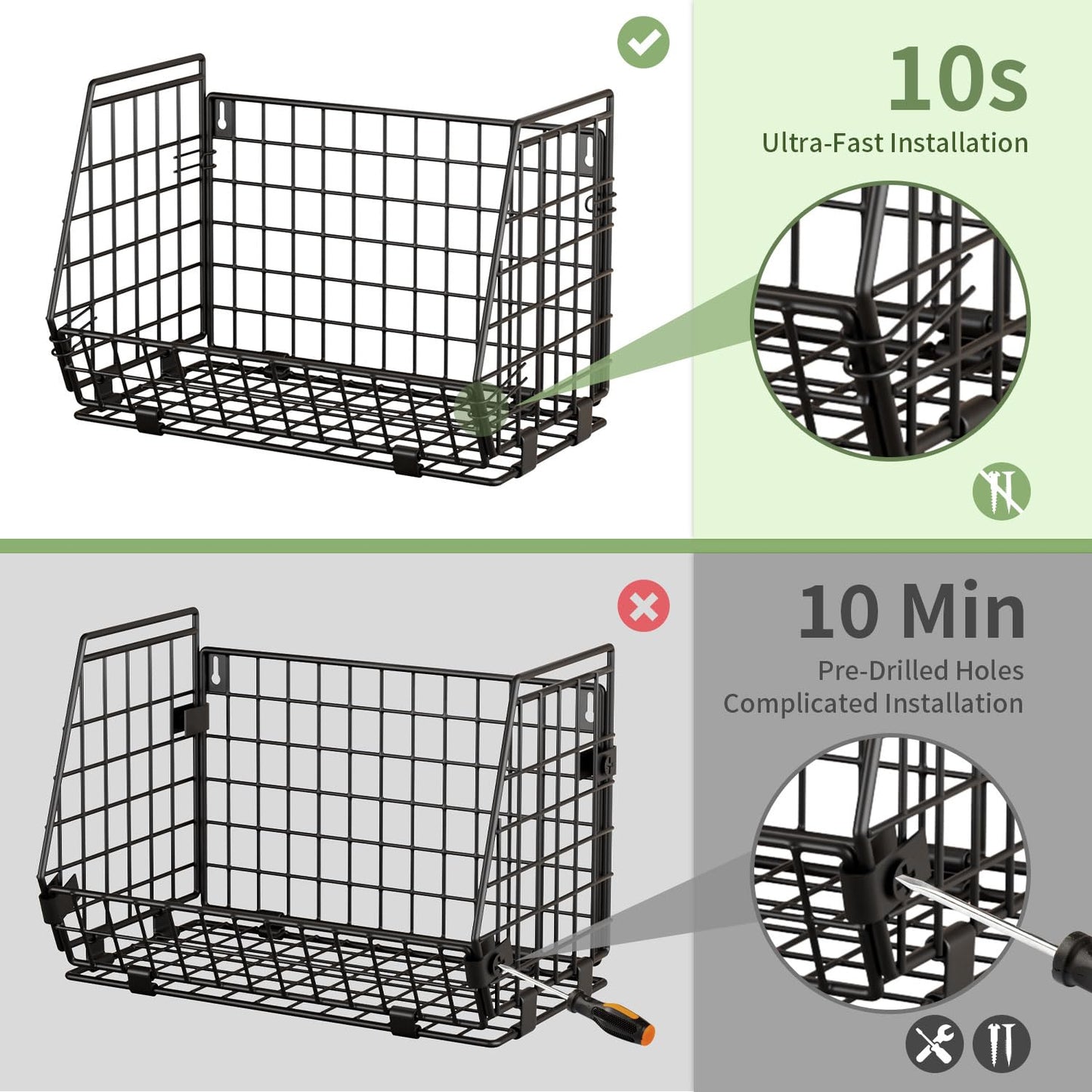 GGIU Wire Fruit Basket for Kitchen Storage: Hanging and Counter Basket for Vegetable Produce - Potato and Onion Storage for Pantry 3 Pack
