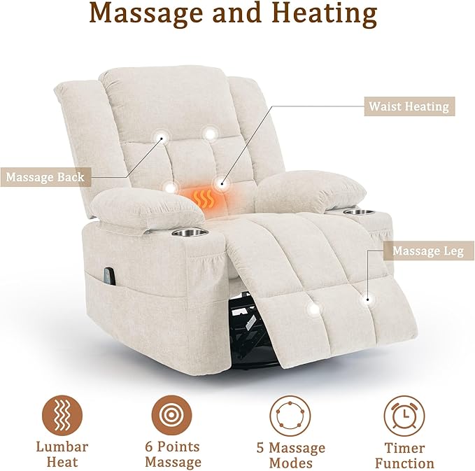 Korser 360° Swivel Rocker Recliner