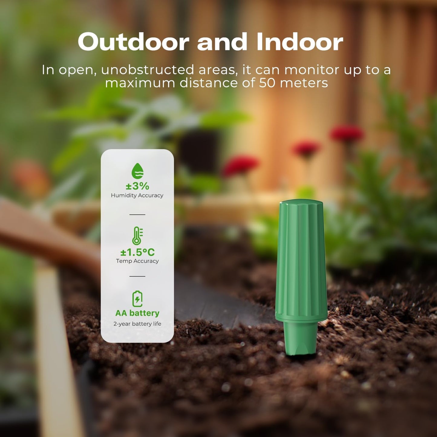 THIRDREALITY Smart Soil Moisture Sensor Gen2, Zigbee hub Needed, Enhanced Signal Stability, Capacitive Moisture Monitoring, Garden Planting, Compatible with Hubitat, SmartThings, Home Assistant, Homey