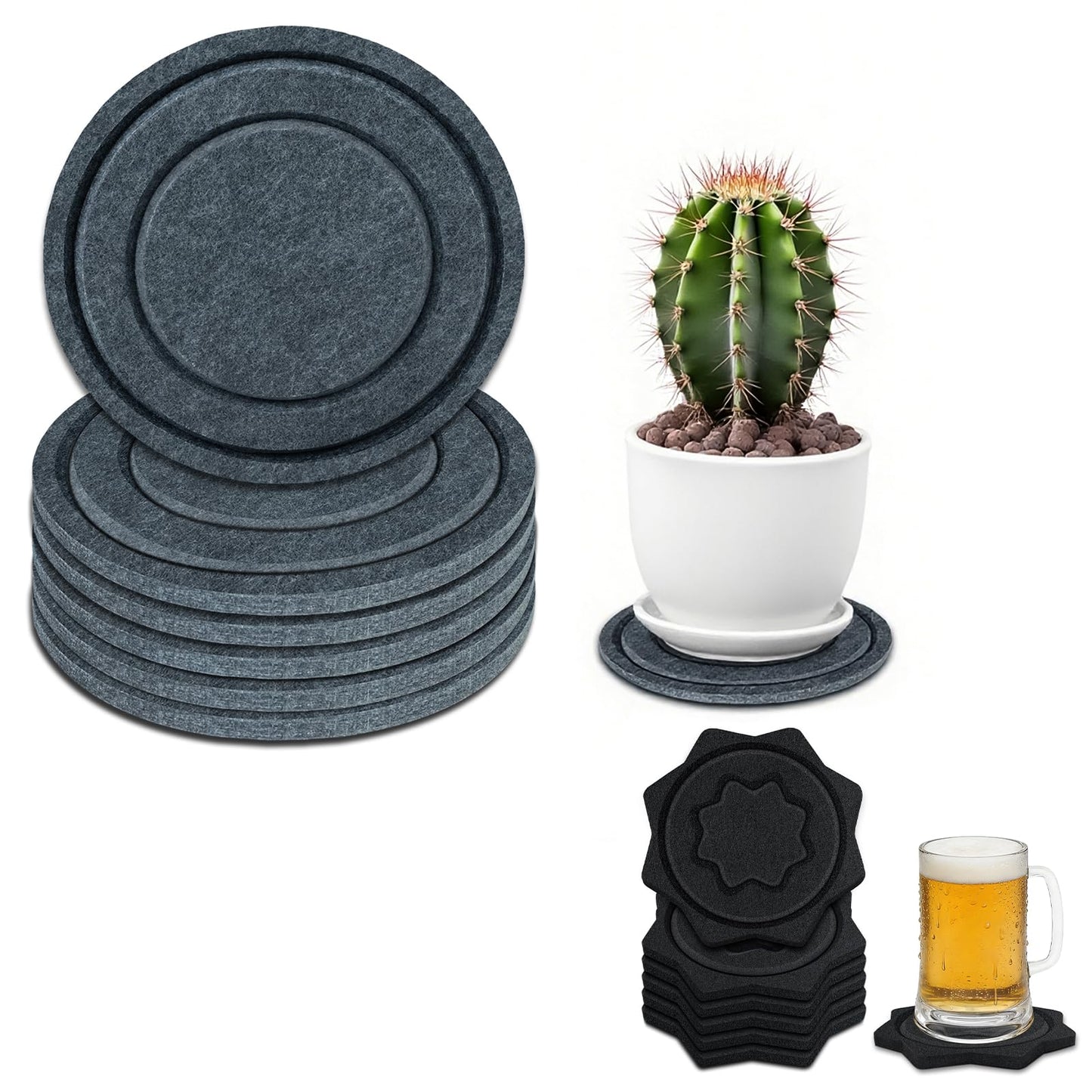 BXI Felt Plant Saucer Mat 6 Inch Large Felt Cup Coasters for Drinks