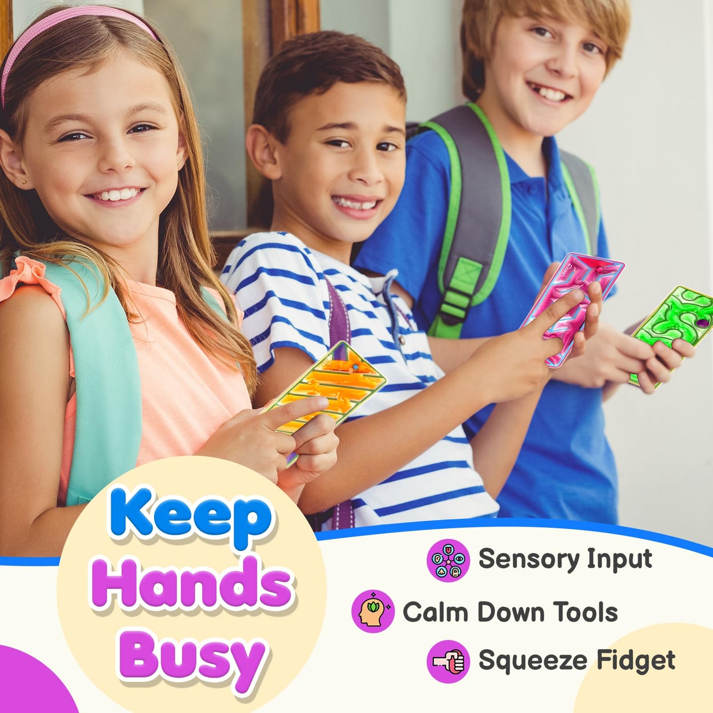 Squishy Sensory Fidget Autism Toys for Kids: Sensory Toys for Special Need 6 Pack Maze - Quiet Fidgets Sensory Filled Goo for Calming Down Classroom, Adult Office,Travel Essentials, Kid Students Gifts