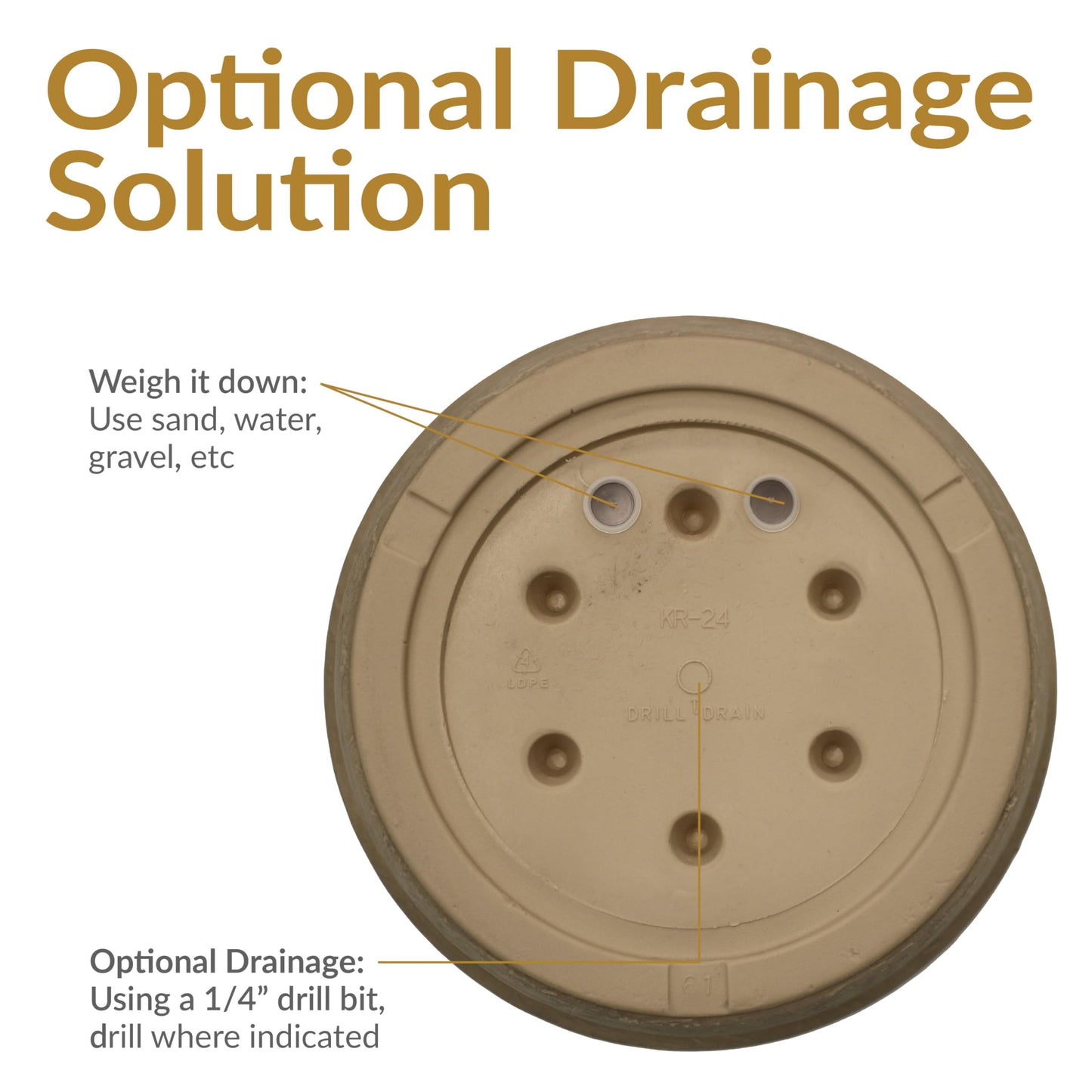 Sunnydaze 24-Inch Anjelica Large Plastic Pot for Plants - Outdoor Double-Walled Large Plastic Planter with Drillable Drainage Holes - Beige - 4pk