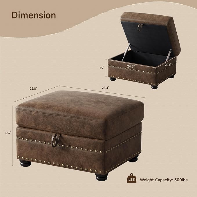 ONBRILL Faux Leather Ottoman