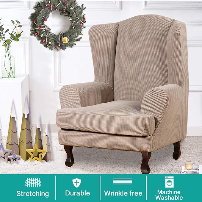 Turquoize Wingback Chair Covers 2 Piece Wing Chair Slipcover Stretch Slipcovers