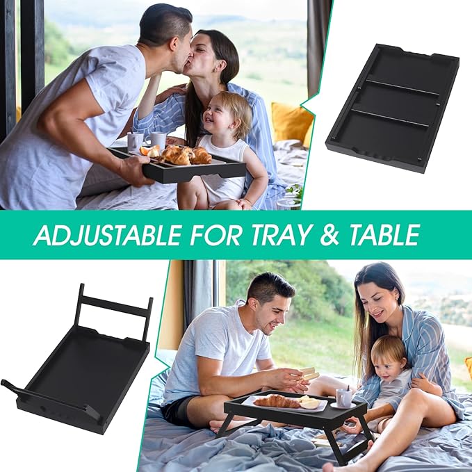 Artmeer Bed Tray Table with Folding Legs, Bamboo Breakfast in Bed