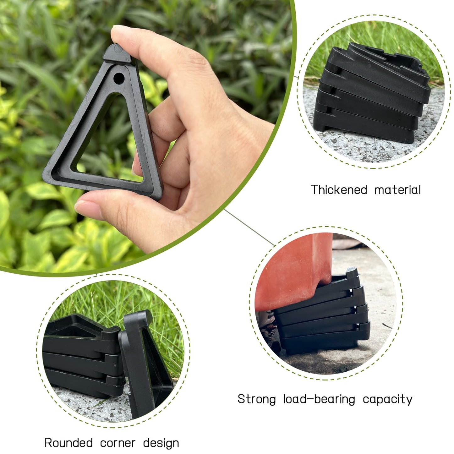 Vorregenweiss 24 PCS Big Pot Feet for Outdoor Planters,Invisible Breathable Pot Stands Toes Lifters for Heavy Outdoor Plants,Stackable Flower Feet Outside,Plant Risers, Black