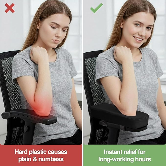 Smiry Ergonomic Office Chair Armrest Pads, Memory Foam Arm Rest Covers