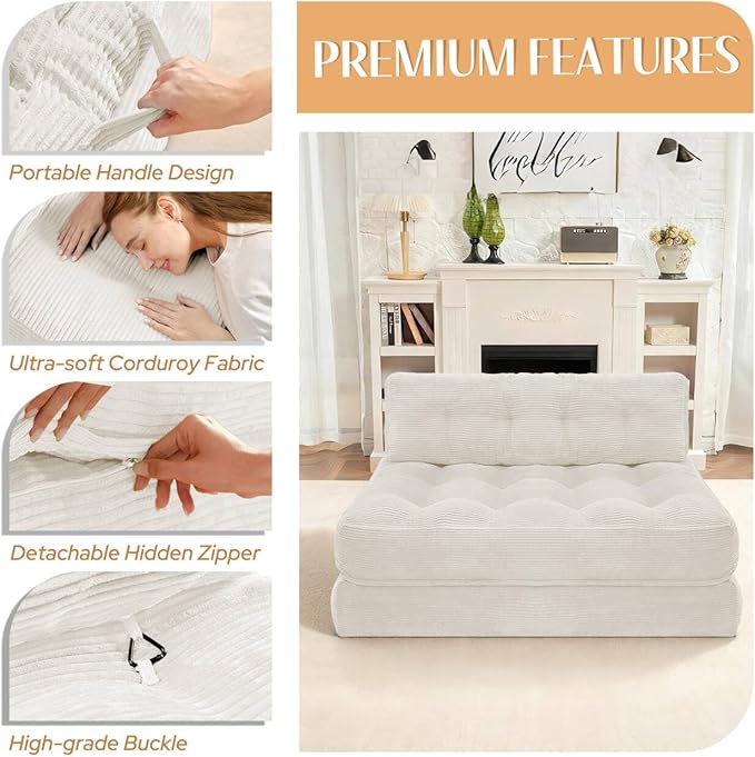 HABUTWAY Folding Sofa Bed, Foldable Floor Sofa Lounge w/Dual-Pillow & Handle