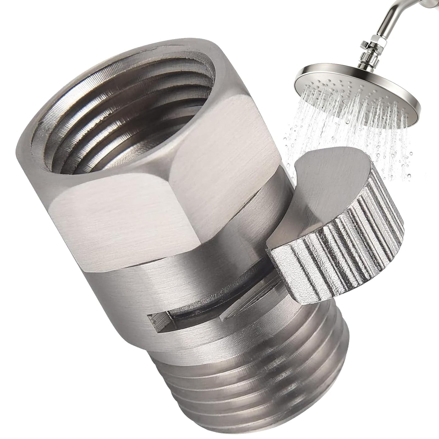 Shower Valve Water Flow Restrictor - Control Water Flow G1/2 IPS Brass Matel Shower Shut Off Valve, Shower Pressure Regulator for Toilet Handheld Shower or Bidet Sprayer, Brushed Nickel