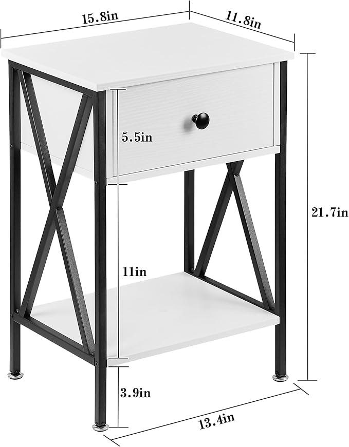 VECELO Nightstands Set of 2, Modern Bedside End Tables, Night Stands