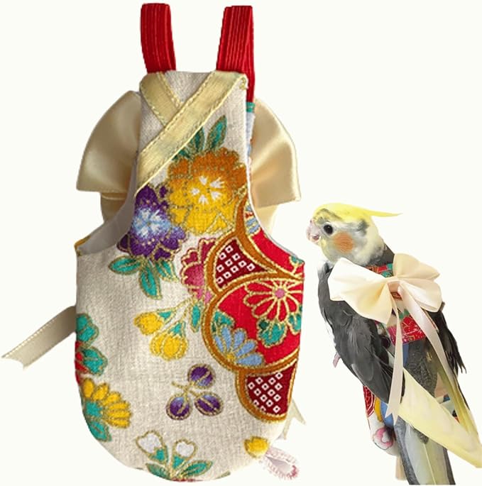 Bird Flight Suits Diapers, Parrot Flight Suits Diapers for Quaker Parakeets Cockatiels Flight Suits, Parrot Clothes (Almond A,2XL)