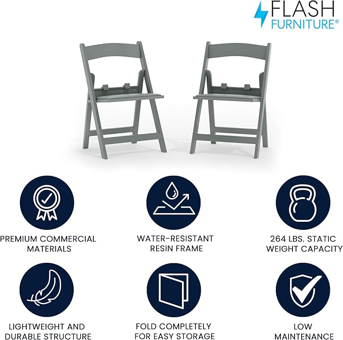 Flash Furniture Hercules Set of 2 Kids Gray Resin Folding Chairs
