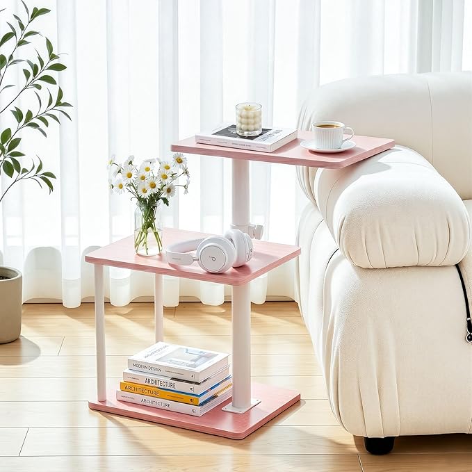 Faesun Swivel Side Table for Couch Arm, Adjustable C End Table for Recliner or