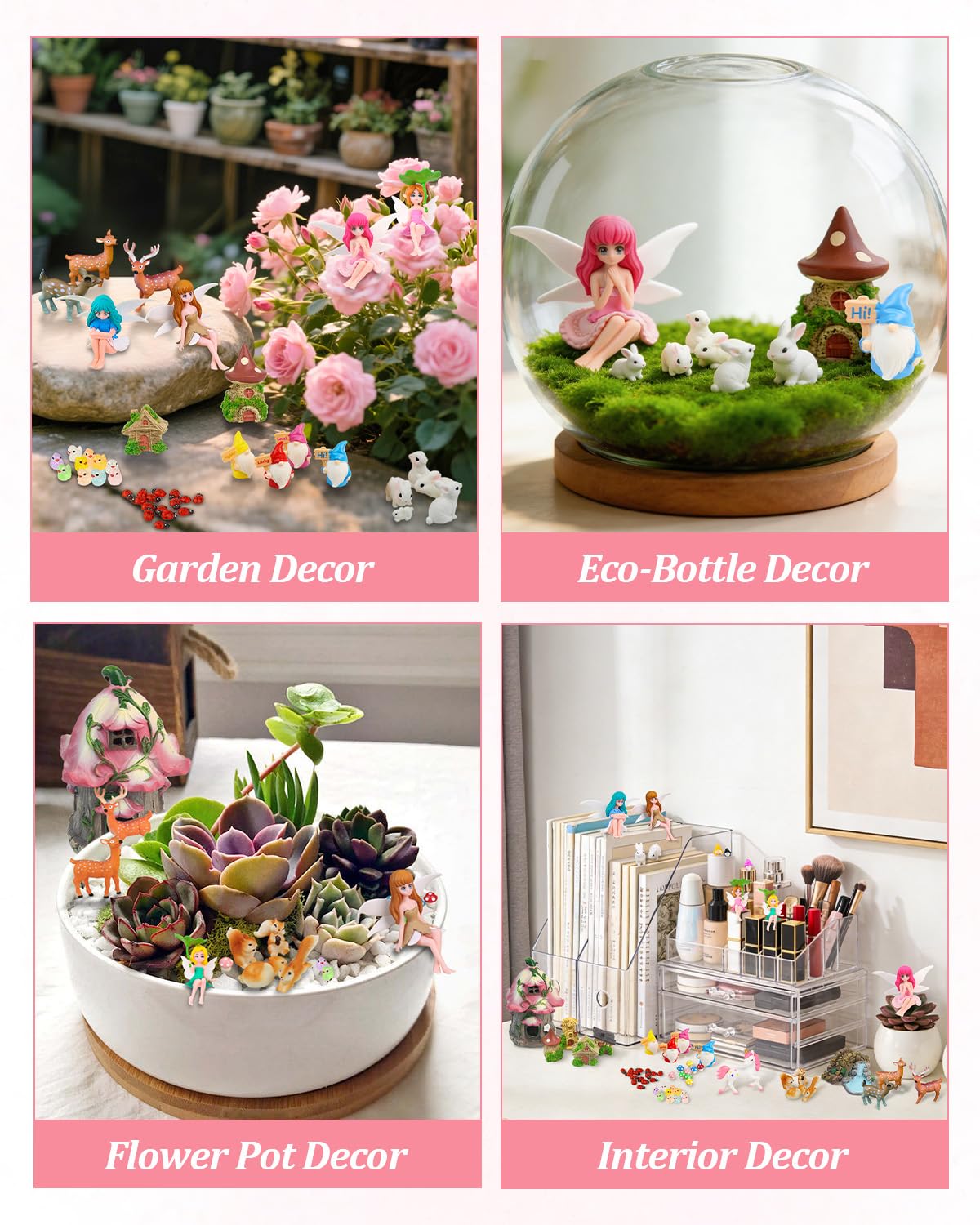 113PCS Fairy Garden Accessories Kit with Solar Light-Up House & 2 Gift Bags – Waterproof Resin Miniature Fairy House & Accessories for Indoor & Outdoor Terrarium, Planter & Garden Decor Gift
