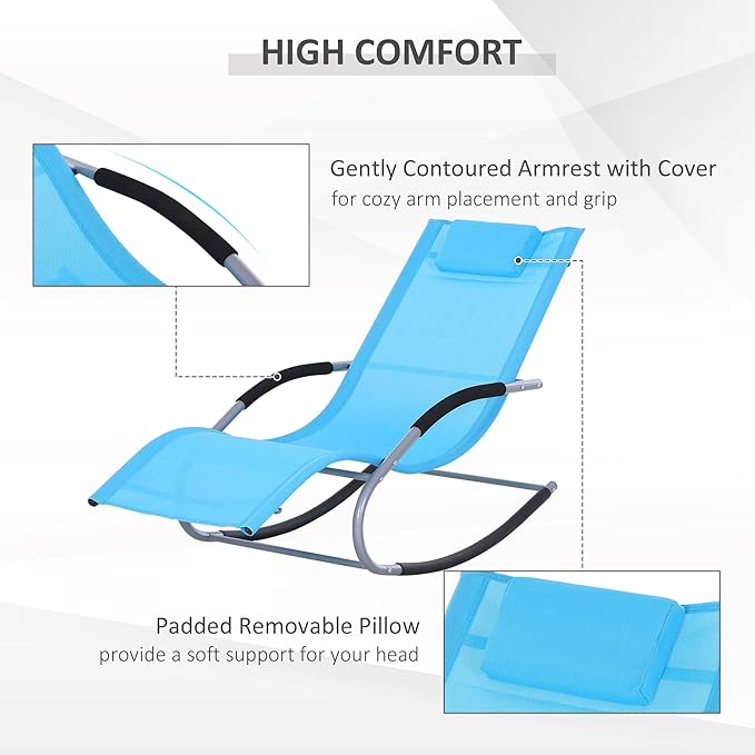 Outsunny Zero Gravity Rocking Chair Outdoor Chaise Lounge Chair Recliner Rocker