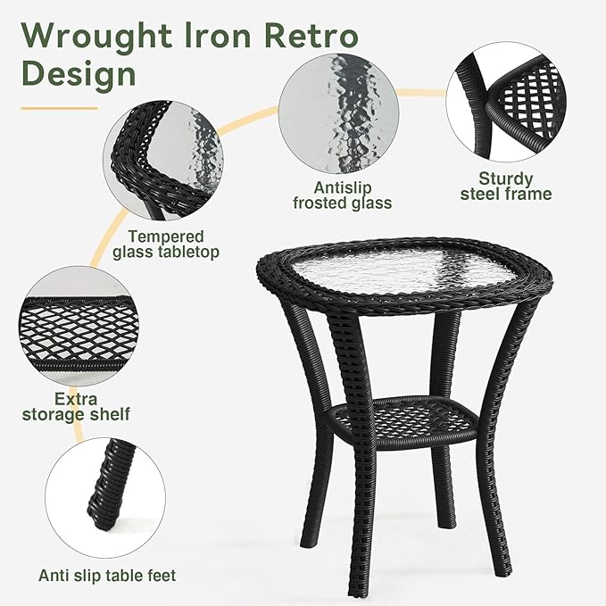 Aoxun 3 Pieces Patio Furniture Set, Patio Swivel Rocker Chairs Set of 2