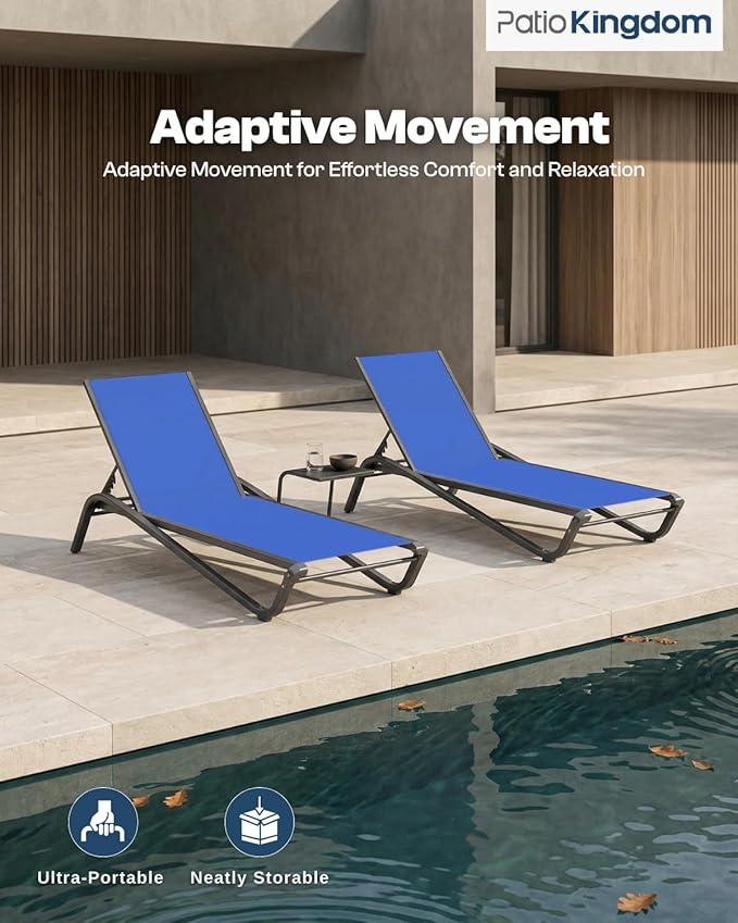 Patio Chaise Lounge Chairs Set of 6, All-Weather Aluminum Pool Loungers